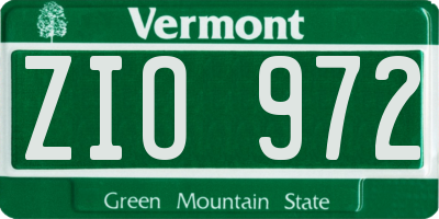 VT license plate ZIO972