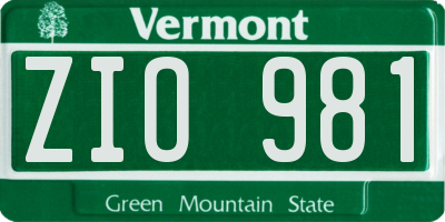 VT license plate ZIO981