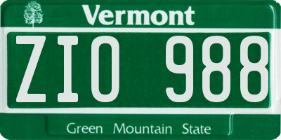 VT license plate ZIO988