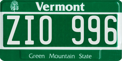 VT license plate ZIO996