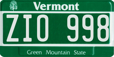 VT license plate ZIO998