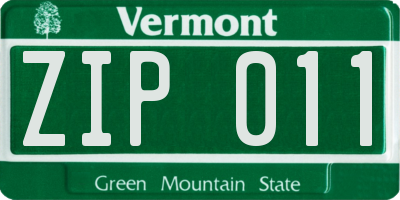 VT license plate ZIP011