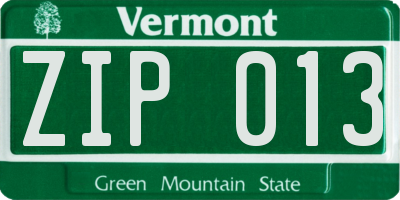VT license plate ZIP013