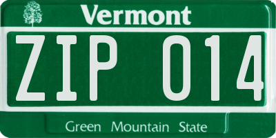VT license plate ZIP014