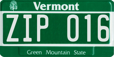 VT license plate ZIP016