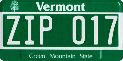 VT license plate ZIP017