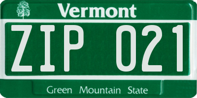 VT license plate ZIP021
