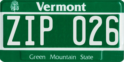 VT license plate ZIP026