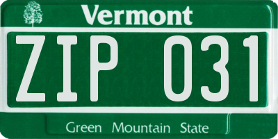 VT license plate ZIP031
