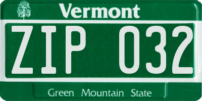 VT license plate ZIP032