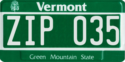VT license plate ZIP035