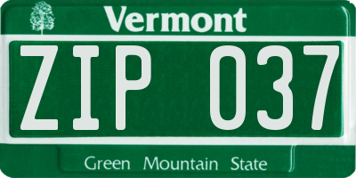 VT license plate ZIP037