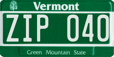 VT license plate ZIP040