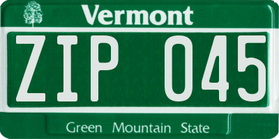 VT license plate ZIP045