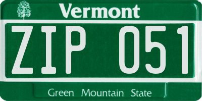VT license plate ZIP051