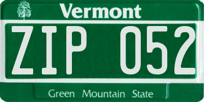 VT license plate ZIP052