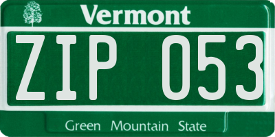 VT license plate ZIP053
