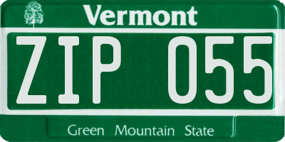 VT license plate ZIP055