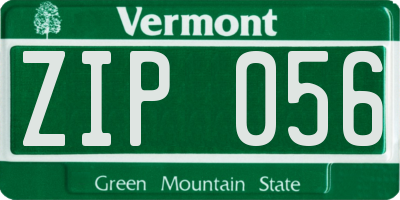 VT license plate ZIP056