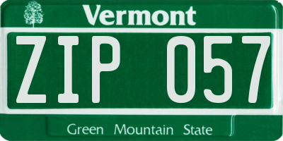 VT license plate ZIP057