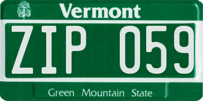 VT license plate ZIP059