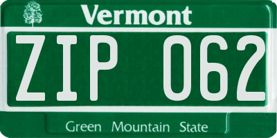 VT license plate ZIP062