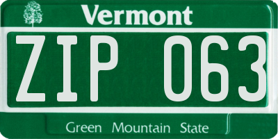 VT license plate ZIP063