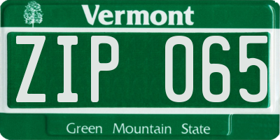 VT license plate ZIP065