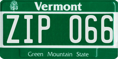 VT license plate ZIP066