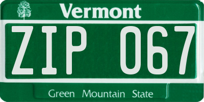 VT license plate ZIP067