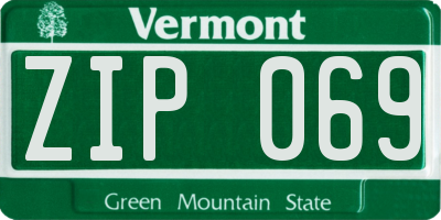 VT license plate ZIP069