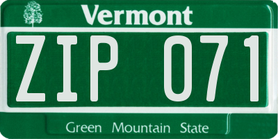 VT license plate ZIP071
