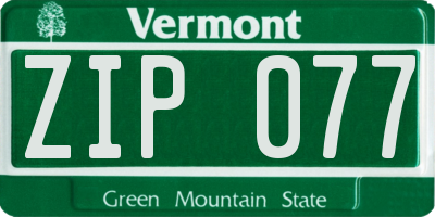 VT license plate ZIP077