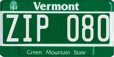 VT license plate ZIP080