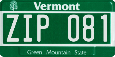 VT license plate ZIP081