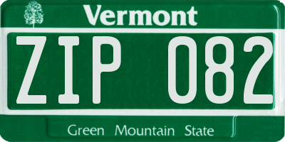 VT license plate ZIP082