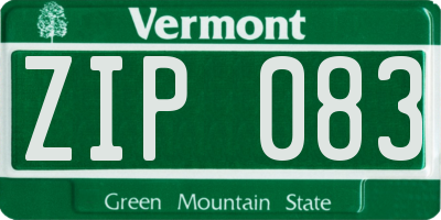 VT license plate ZIP083