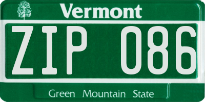 VT license plate ZIP086