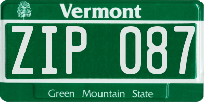 VT license plate ZIP087