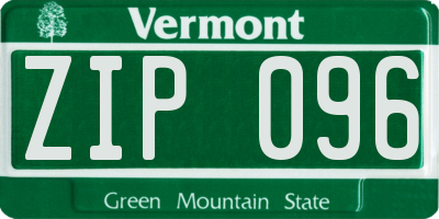 VT license plate ZIP096