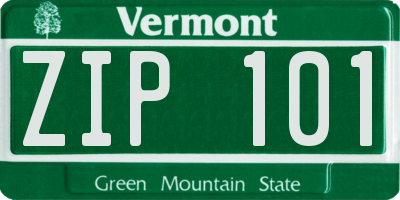 VT license plate ZIP101
