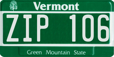 VT license plate ZIP106