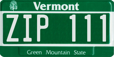VT license plate ZIP111