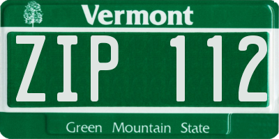 VT license plate ZIP112