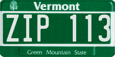 VT license plate ZIP113