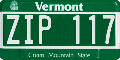 VT license plate ZIP117