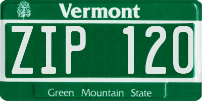 VT license plate ZIP120