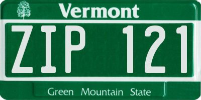 VT license plate ZIP121