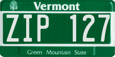 VT license plate ZIP127