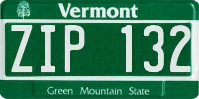 VT license plate ZIP132